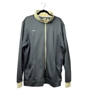 Nike DRI-FIT Full Zip Track Jacket Grey Gold Men’s SZ XLT Mock Neck Lightweight